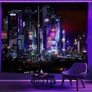 Black Light Tapestry - City View NYC